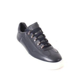 Roberto Serpentini 3008 Blue Leather Lace-Up Sneakers Shoes